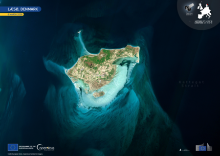 Credit: European Union, Copernicus Sentinel-2 imagery Captured on 6 March 2026, this Copernicus Sentinel-2 image of Læsø supports the Coastal Sentinel mission. By visualizing turquoise sediment patterns and sandbanks, it allows for the precise tracking of shoreline changes. This data is vital for protecting fragile habitats for migratory birds.